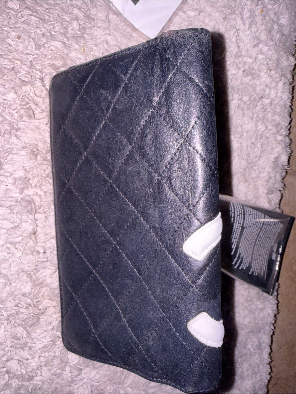 CHANEL Black Quilted Leather Long Wallet with White CC Logo & Pink Interior - Picture 3 of 11
